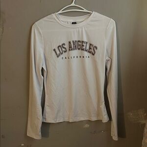 SHEIN White Long Sleeve Los Angeles Tee